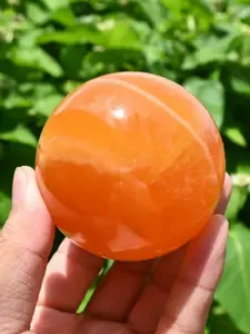 1pc Orange Calcite Crystal Ball - Unique striped stone ball for home decor, gifts and collectibles, perfect for crystal gifts to friends
