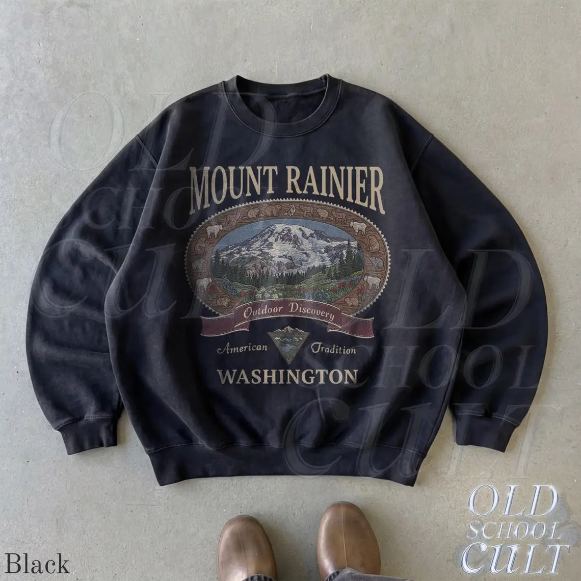 Retro Mount Rainier Washington Sweatshirt, Vintage 90s American Tradition Pacific Northwest Crewneck, Nostalgia Hiking Old School Gift