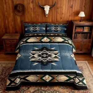 Aztec Comforter Set Native American Bedding Set for Kids Boys Girls Bedroom Decor Retro Tribal Geometric Boho Quilt Set Soft Polyester Duvet Set