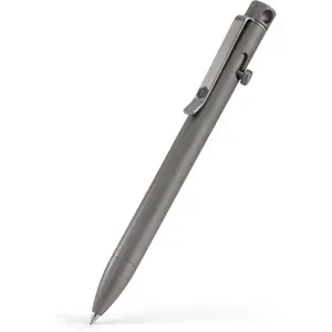 KP01SW Bolt Action EDC Pen with Clip, Titanium Pocket Ballpoint Pen for Everyday Carry (Sandblasted)