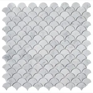 Luna Bianco Marble  Scallop Mosaic Polished/Honed
