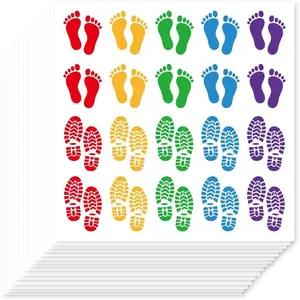 400Pcs Footprints and Shoe Prints Directional Floor Decals Stickers for Dance Studios Classrooms Gym Floors Stair Indicators Navigation Wayfinding Marker