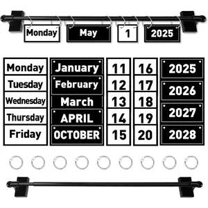 Rod Black and White Flip Calendar for Classroom, Classroom Calendar Date Cards Black and White Classroom Decor Bulletin Board Set