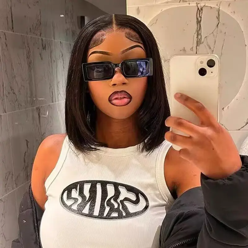 【Flashsale】ISEE Wear Go Straight Short Bob Wig 6*4 Glueless Pre-plucked Hairline Pre-cut Lace Wig Beginner Friendly Gift for Girlfriend/Wife/Family   Vacation Hair, Glueless Bob Wigs,summerhairstyles#SummerWins #DealsForYouDays