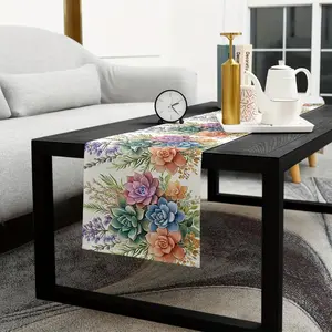 【summervibes】Spring themed dining table mat, decorated with succulent plants, featuring green, blue, pink, and orange leaf designs. Suitable for farmhouse style, perfect for coffee tables and kitchen parties