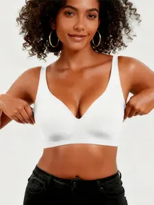 Jelly Wireless Womens Comfortable Fit Wireless Bras Push Up Bralettes Seamless Smooth Tshirts Bras Deep V Everyday Bras