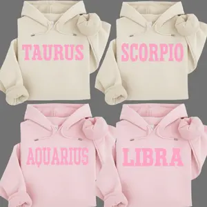 All 12 Zodiac Hoodie – Bold Name Text Print Design, Astrology Inspired Casual Apparel Piece for Women, Soft Daily Streetwear Style.