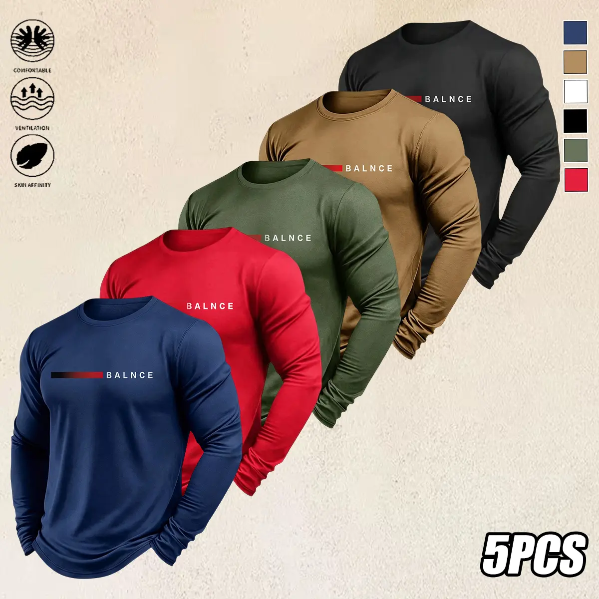 Navy Blue + Red + Army Green + Brown + Black