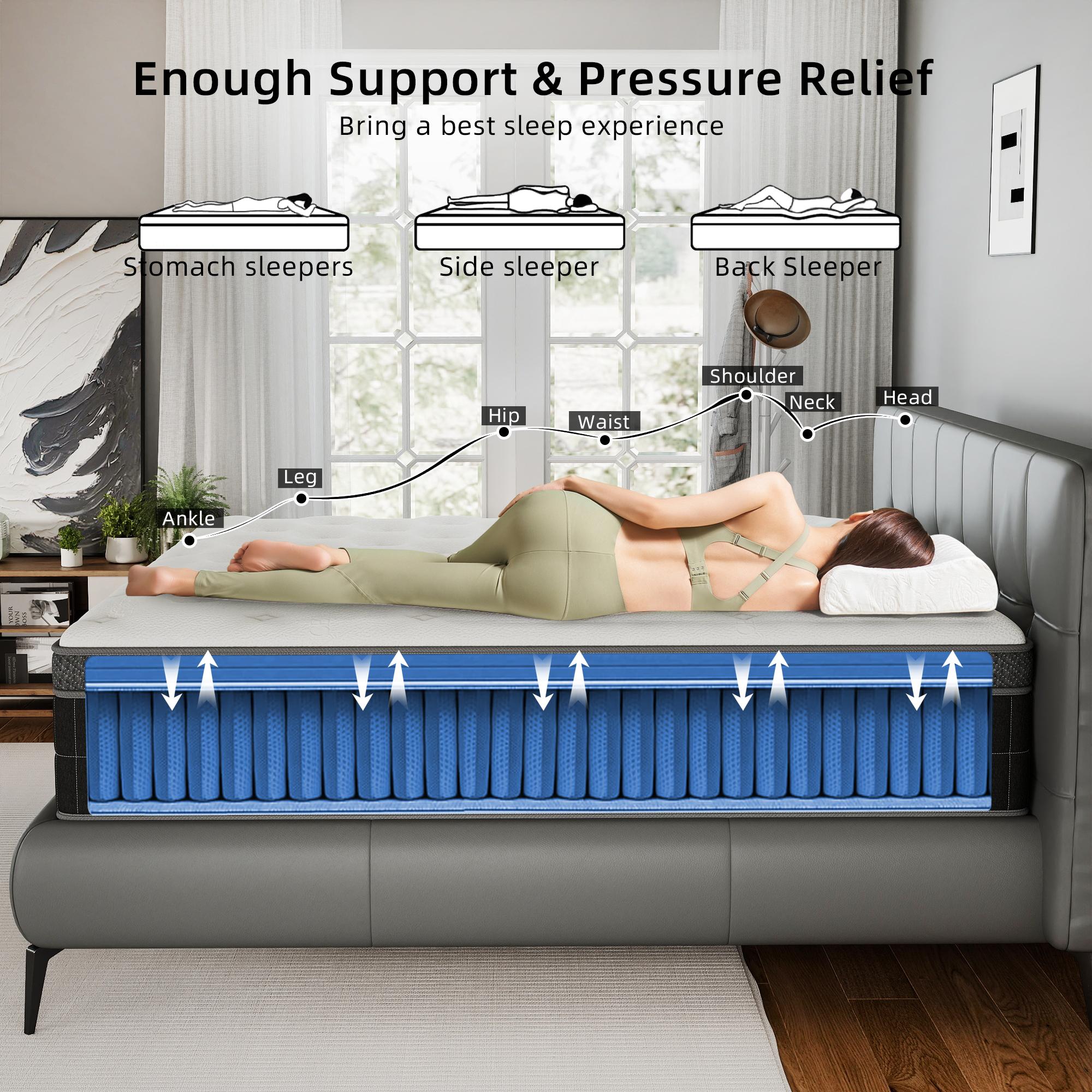 Medium Firm Hybrid Mattress in a Box Cooling Memory Foam Motion Isolation Edge Support Upgrade Your Sleep (Twin/Full/Queen/King)