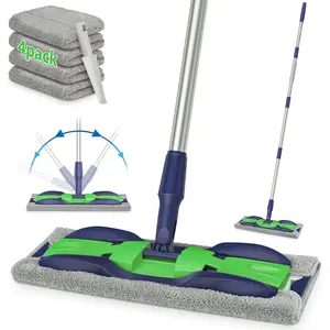 Microfiber Mops for Hardwood Floor Cleaning: Flat Floor Mop with 4 Washable Pads 59" Adjustable Handle - Dust Dry Mops for Kitchen Bathroom Tile Laminate Wood Vinyl - Home Commercial Mop