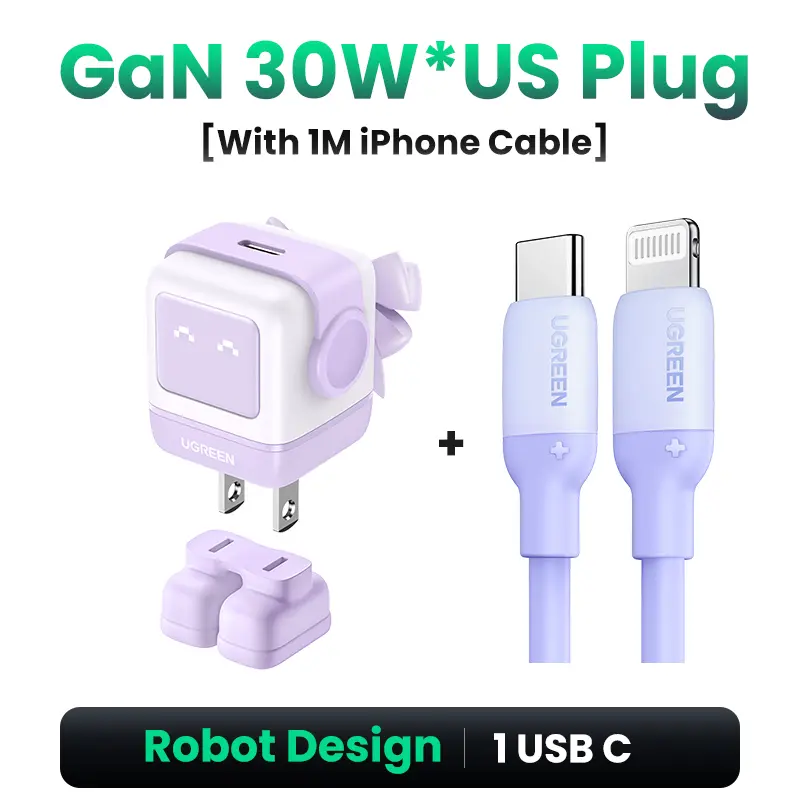 30W Robot Charger+20W Lightning Cable-Purple