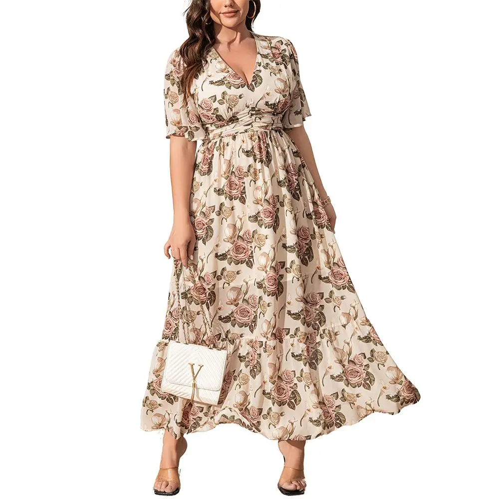 plus size boho dresses 2025 EYWOL Curvy Dress for Women TrueMuseum baby blue flower girl Color:Calypso
