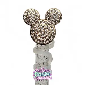 Bejeweled Diamond Mouse Ears Straw Topper | 10mm Straw Cover