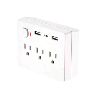 USB Wall Charger With 2 USB A Ports And 1 USB C Port, Surge Protector Cruise Essentials, Suitable For Ships And Travel Homes, UL Certified Socket Extender With 6 Plugs And Sockets