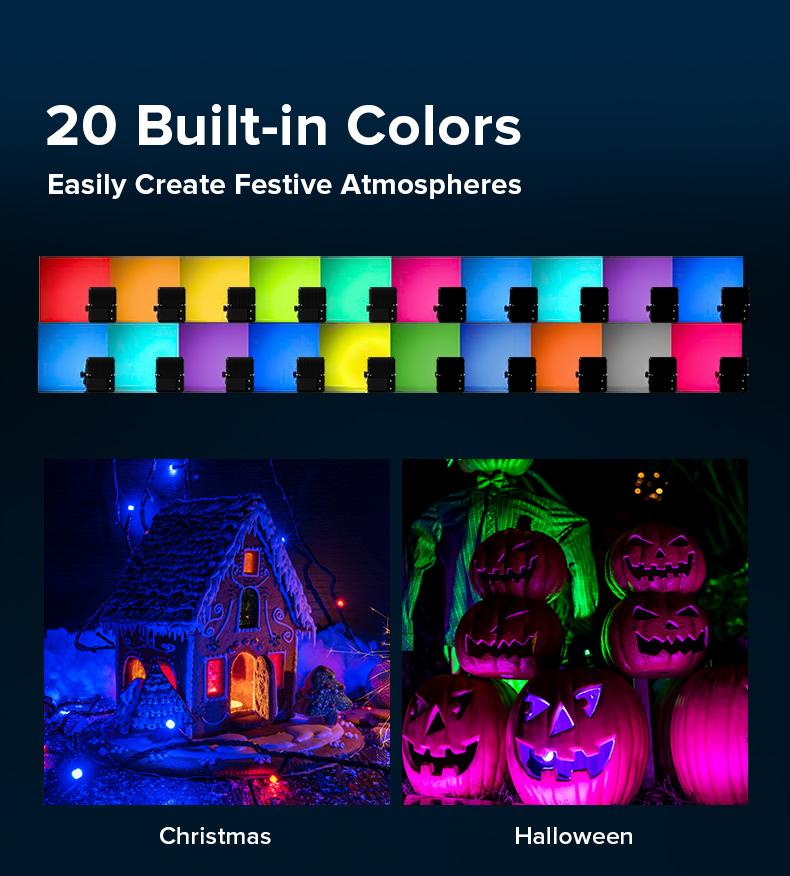 SANSI RGBW LED Outdoor Flood Lights 80W/120W/160W, Energy Efficient, Ideal for Pool Parties, Stage, & Landscape, IP66 Waterproof, 2-Pack, Perfect for Halloween , Halo Landscape Light, Outdoorfun Decorative