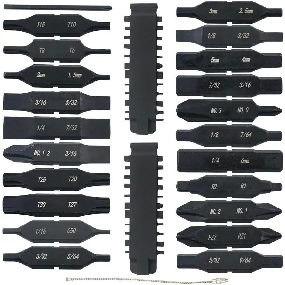 22PC Flat Bit Kit Set for Leatherman, Replacement Double-Ended Flat Screwdriver Bits with Holder-#1  Phillips + 3/16 Flat Head+T15 Torx for Leatherman Multi-Tool Accessories (S2 Steel)