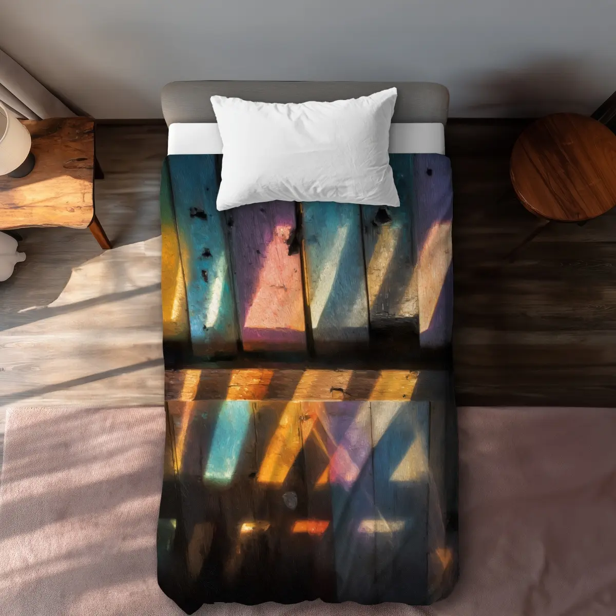 MWW C1DCTSW0JB5IO3 Casting Rainbows Green Twin Size Microfibre Graphic Duvet Cover - Stylish Home Bedding & Linens Decor, Graphic Duvet Covers, Microfibre Duvet Covers