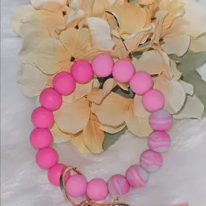 Pink Marble Wristlet Keychain