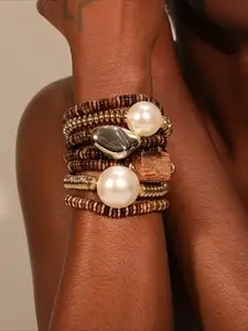 Boho Vintage Hand Bracelet Beaded Bracelet Beach Vacation Suitable for Both Men and Women Daily Vacation Gift From A Best Friend The Best Choice for Wearing At A Dinner Party Pearl Beaded Bracelet