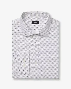 Express Modern Slim Mini Dot Spread Collar Stretch Cotton 1MX Dress Shirt