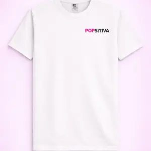 MysteryPopsitiva Tshirt - white Cotton Tee with Pink Logo for Men and Women