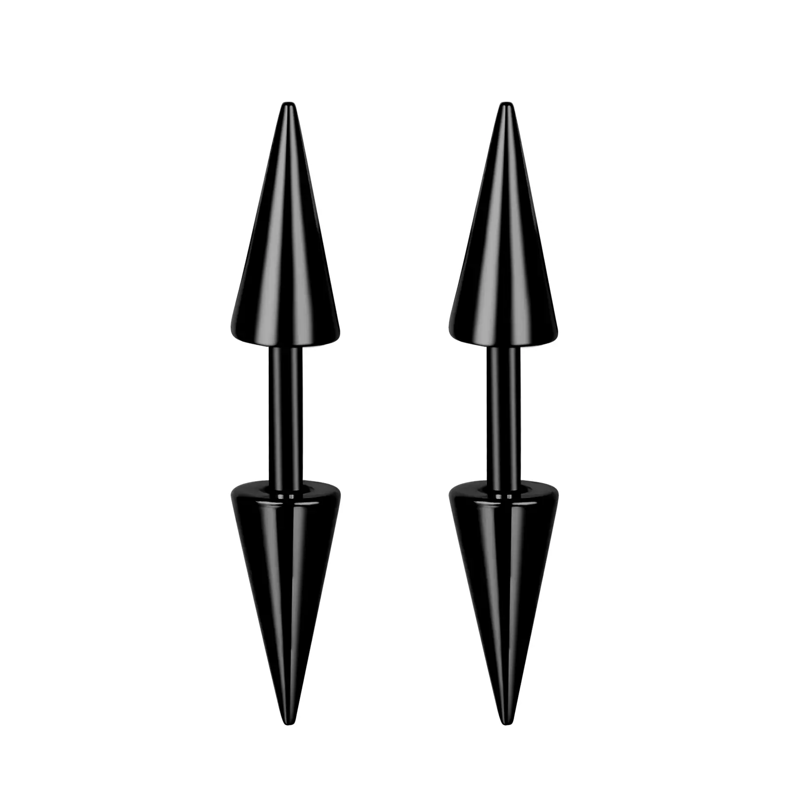 OIDEA High Quality Stainless Steel Double Cone Spike Post Earrings - Hypoallergenic Punk Style, Double Piercing Compatible, Earrings Stack Ready for Men, Double Piercing Earrings