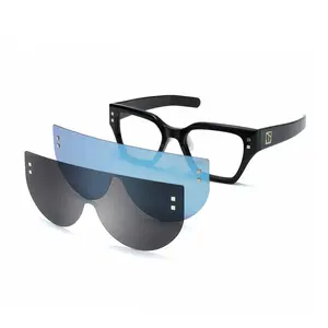 TIJN Magnetic Clip-On Sunglasses Set Sunglasses Mirrored Colored Lens Snap-On Lenses, Driving & Travel Sunglasses, Back to school Sunglasses, Campus & Road Trips,Travel AccessoriesDimple with Nalo Snap-On