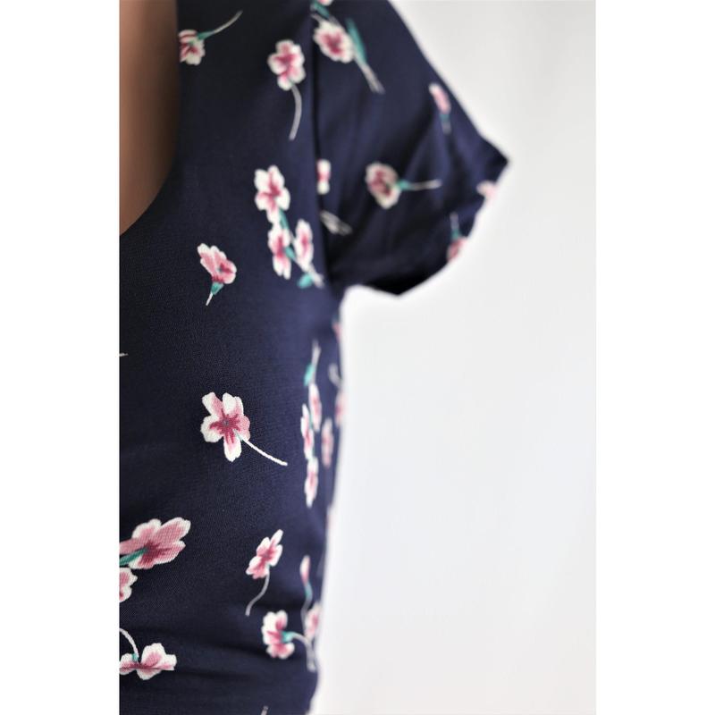 Barnett Mini Dress bershka flower Floral Casual Womenswear Navy short sleeve