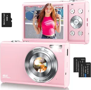 Digital Camera,Autofocus 4K Vlogging Camera for Photography with 32GB Card,48MP Portable Compact Point and Shoot Digital Camera for Teens Adult Beginner with 16X Zoom,Anti-Shake,2 ()