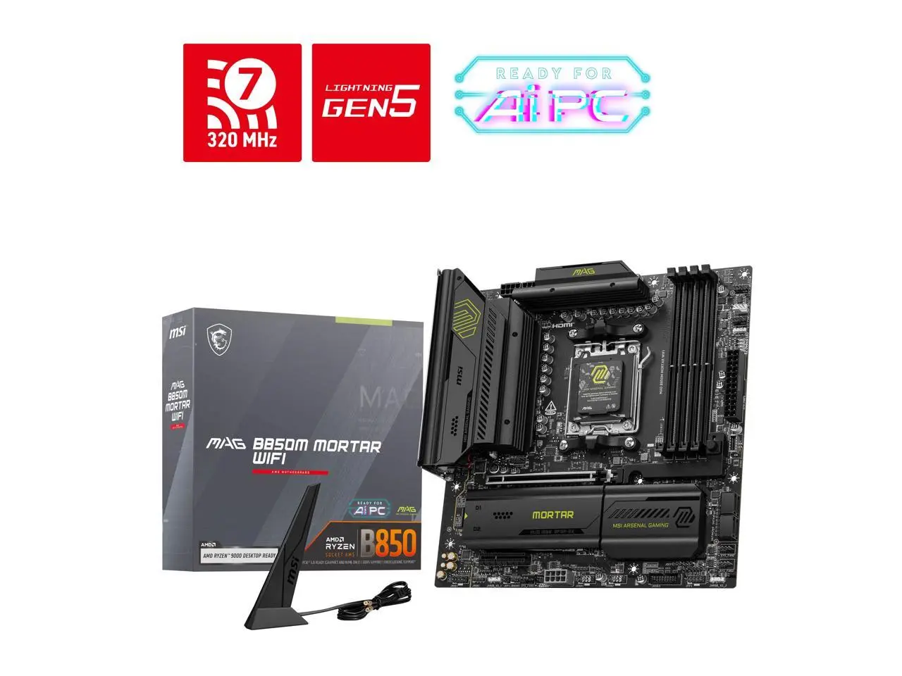 MSI MAG B850M MORTAR WIFI AM5 AMD B850 Micro ATX Motherboard MSI MAG B850M MORTAR WIFI AM5 AMD B850 Micro ATX Motherboard