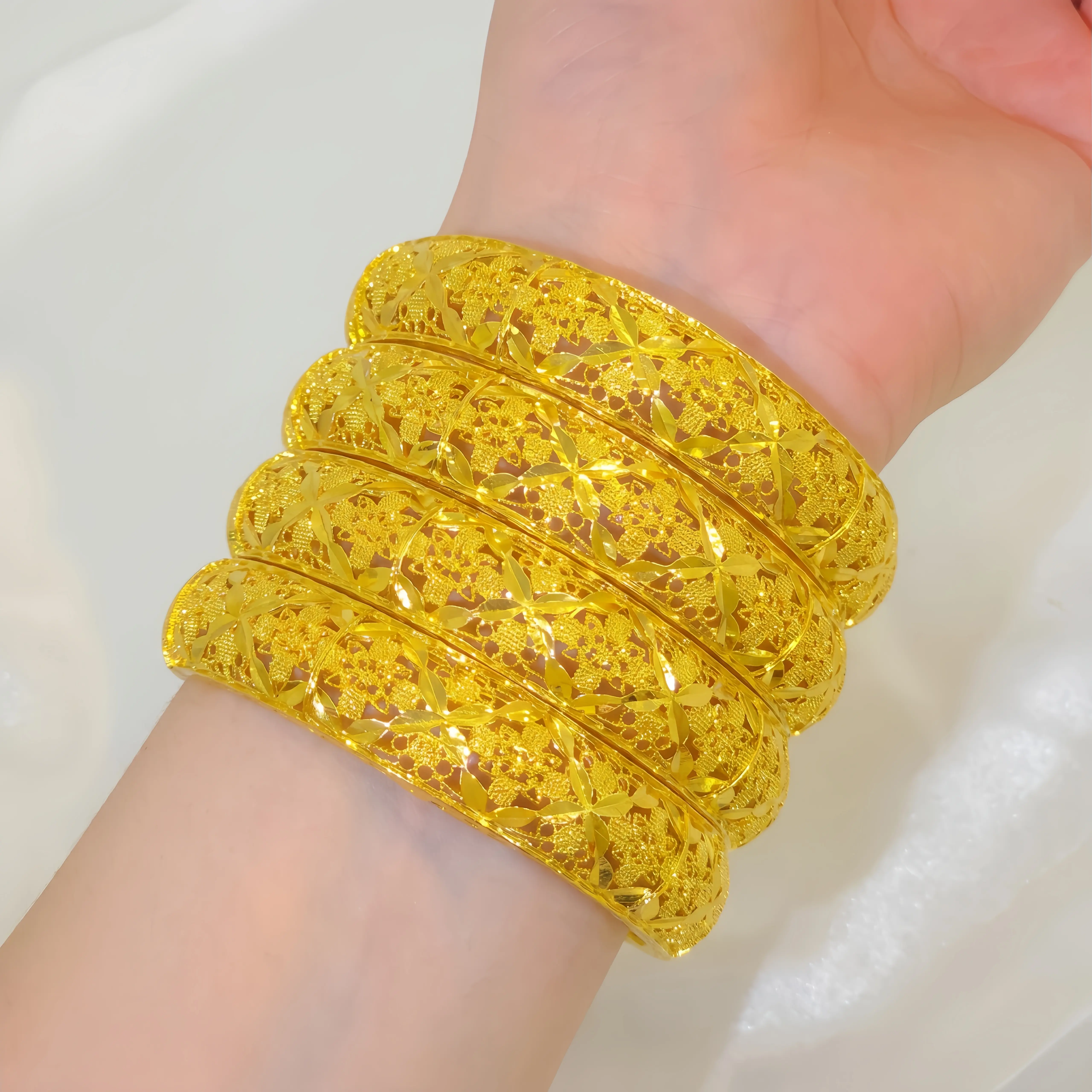 Hollow Four Leaf Clover Filigree Wide Bangle Hypoallergenic Vintage Fashion Bracelet ,gifts for girlfriend,accessories for women,womens gifts