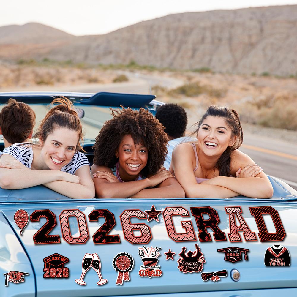 PSLEE 20 Pcs Graduation Magnets 2026 Cruise Door Car Magnets  Congrats Grad Cap Magnetic Decorations for Refrigerator Garage Cruise Door Party Stickers