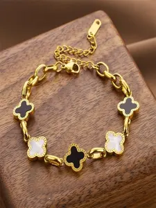 New Arrival Gold Plated Stainless Steel Four Leaf Clover Bracelet Women Jewelry Stainless Steel Bracelets