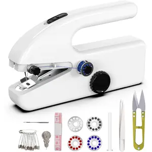 Handheld Sewing Machine,Two dear,Mini sewing machine,Easy to Use and Fast Stitch Suitable for Clothes,Fabrics, DIY Home Travel Electric Handheld Sewing Machine for Beginners. (White)