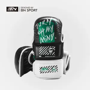 BN Discount Customized Adult Black Boxing Gloves for Kickboxing, Sanda, Taekwondo, MMA, Sparring