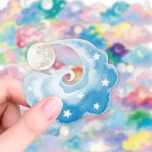 56pcs Colorful Cloud Stickers- with a Vibrant Sky Design, PET Transparent Stickers,  Perfect for  Perfect for Scrapbooking, Diary, Laptop, Bumper, Skateboard, Water Bottle, Car, Tablet, And Phone Cases, And They Are Stickers For Cars