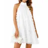HYZ Women's Summer Wedding Guest Formal Dresses Floral Halter Swing Dress Cute A Line Mini Homecoming Dress