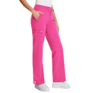 Women's Yoga Scrub Pants - Flared Mid Rise Medical Pants with 5 Pockets (Includes Cargo) | 4-Way Stretch Fabric Trouser Nylon