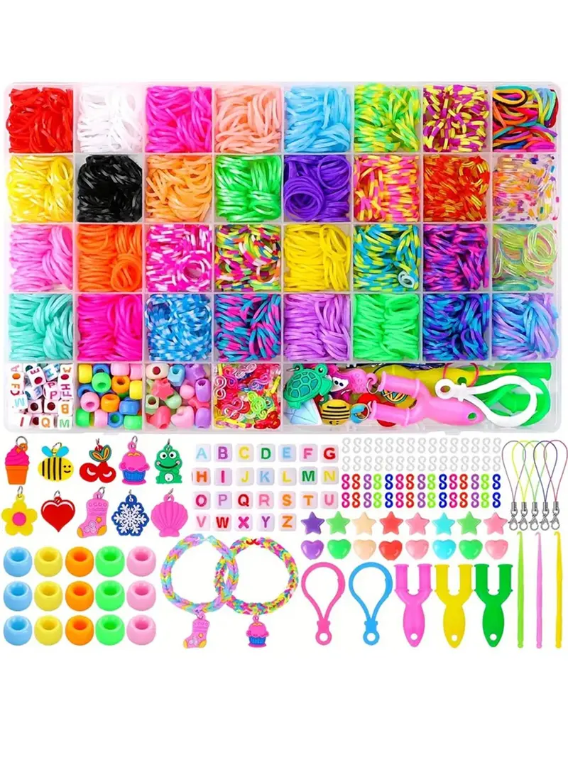40 Grid Loom Bands Bracelet Making Kit, Colorful Rubber Band & Accessories, Jewelry Making Kit for Teenager & Adults, Beading Making