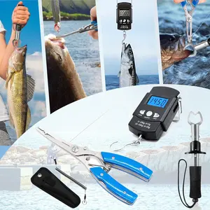 5PCS Heavy-Duty Fishing Tool Kit with Digital Scale Fish Pliers, Lip Gripper Scale Measure - Saltwater/Freshwater Fishing Gear Set, Ideal Gift for Men