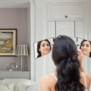 Hanging 3 Way Mirror for Self Hair Cutting, 1 Count Trifold Hair Cut Mirror for Men & Women, Hanging Makeup Mirror, Home Decor