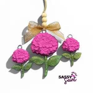 Sassy Saint Hydrangea Freshie Premium Air Freshener for Car Home or Small Space Handcrafted with Unique Designs Long-lasting Fragrance 4-8 Weeks Flowers Garden Vintage Style Car Decor