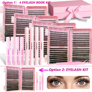 Natural Look Eyelash Extensions Set, False Eyelashes Set & Tweezers & Glue & Remover, Professional Accessories for Women Summer Makeup, Eyelash Clusters, Eyelash Extensions Kit, Eyelashes Clusters, Eyelash Fixer Makeup Products, Cosmetic