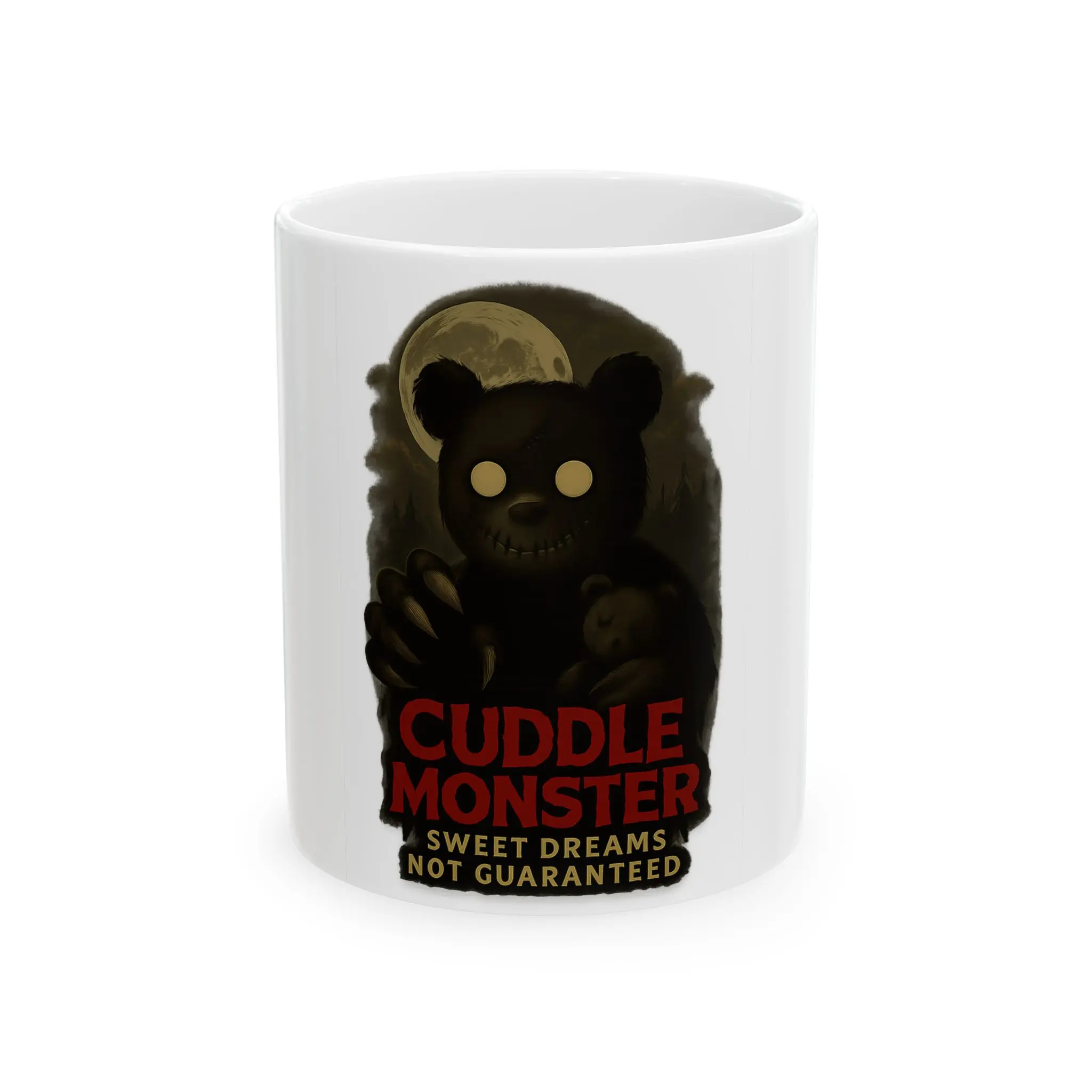 Cuddle Monster Ceramic Mug - Sweet Dreams Not Guaranteed, Cute Coffee Mug, Scary Coffee Cup, Halloween Gift, Cozy Home Decor