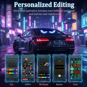 LED Devil Eyes LED Ambient Lights for Car - DIY Programmable, App-Controlled, RGB Dynamic Animation, Music Rhythm Sync, Custom Text & Clock Display, Decor for Car Party, Night Ride, Led Lights For Car, Led Ambient Light