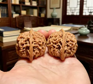 Raw Ginkgo Walnut Hand Massage Balls, Unprocessed Natural Form, High Natural Oil Content, Chinese Baoding Hand Balls for Daily Hand Workout & Hobby Collection