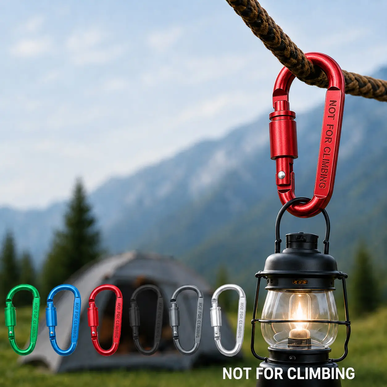 6Pack Heavy Duty Locking Clip MOLLE Backpack Accessory - 3in D Ring Aluminum Carabiners, Compact & Reliable Screw Gate Spring Snap Key Chain Hooks for Outdoor Travel Camping (Outdoor Gadgets), Tactical Accessories