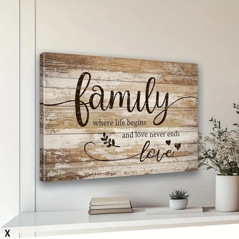 Artistic Vintage Design Wooden-Framed Canvas Art - Country Rustic Decorative 2D Poster Print, Christian Sign for Living Room, Bedroom Headboard Home Wall Decor, Framed Prints
