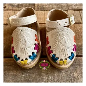 Virgencita Cincelada - Colorful Virgin Mary Tooled Huaraches