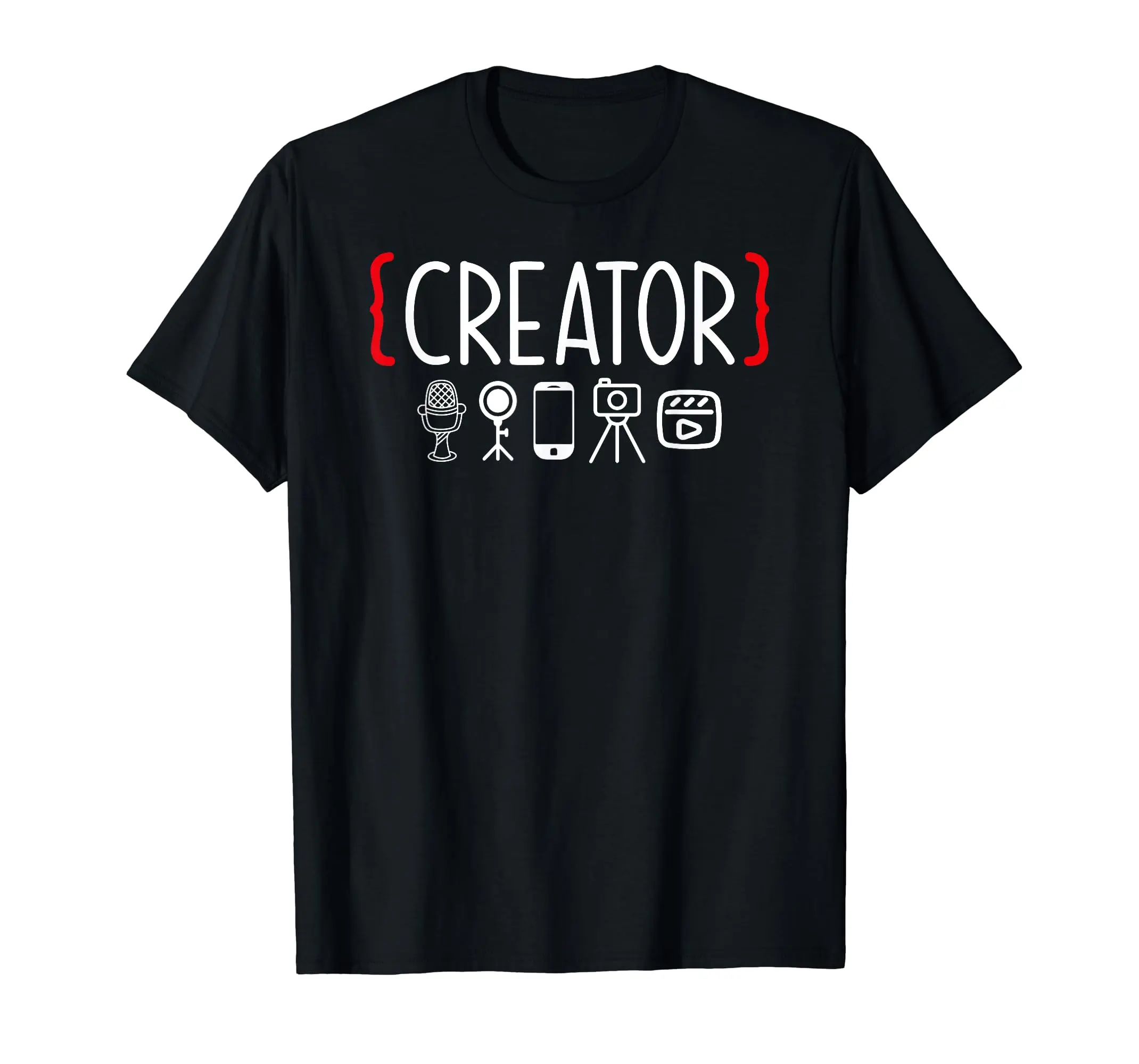 Content Creator T-Shirt for Men, Oversized Loose Fit Casual Short Sleeve Tee, Video Blogger Vlogger Equipment Graphic Top, Comfortable Everyday Streetwear